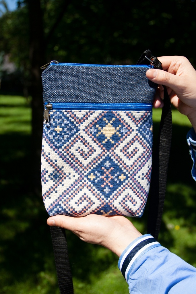 [crp-ethnic-2blue-s] Crossbody Purse Ethnic 2Blue S